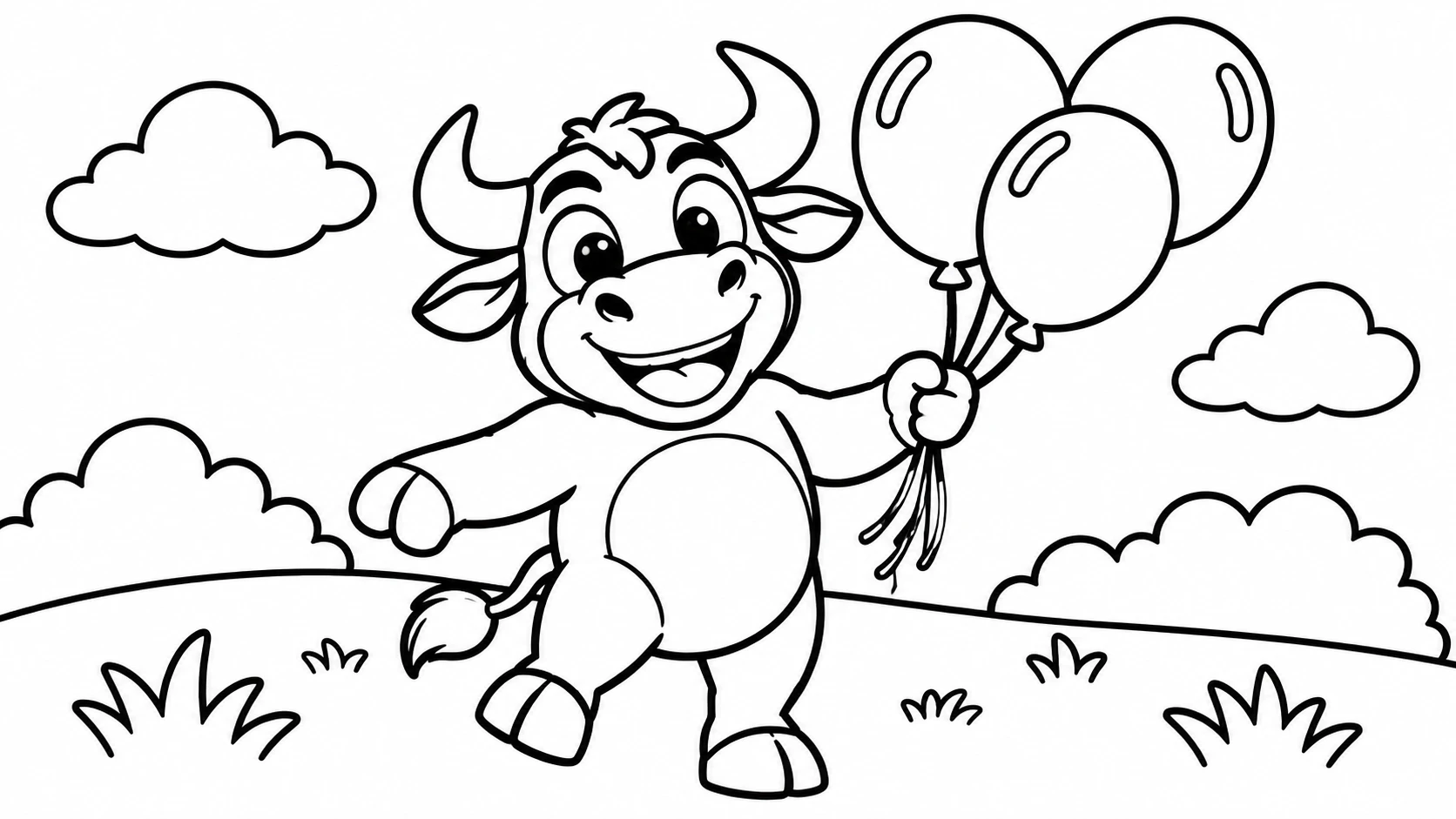 Desenho para colorir: O Boi com balões