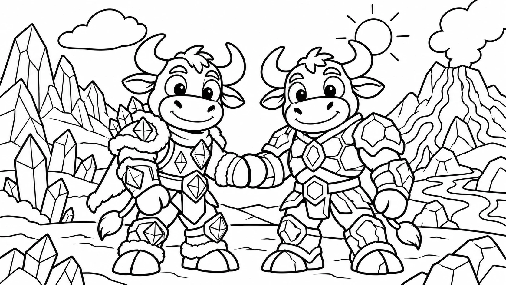 Desenho para colorir: Os dois apertando as mãos