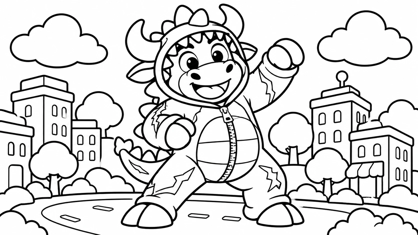 Desenho para colorir: Boidzilla rugindo feliz