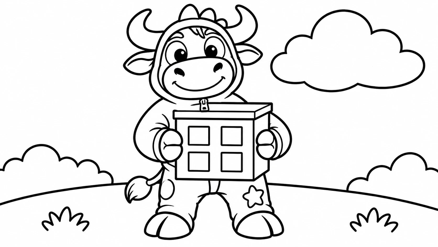 Desenho para colorir: Segurando um prédio de brinquedo