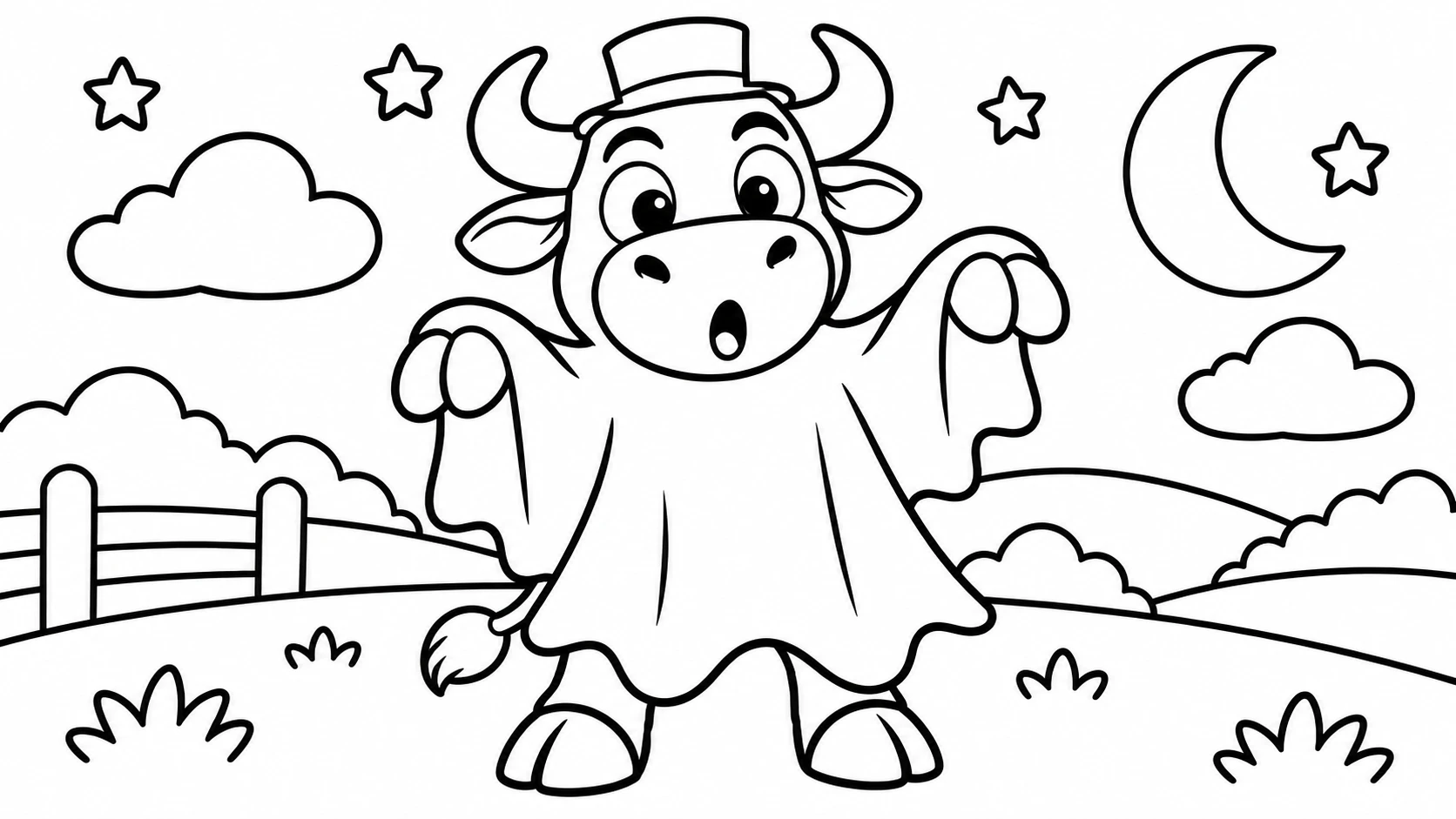 Desenho para colorir: Boi Fantasma dizendo buu
