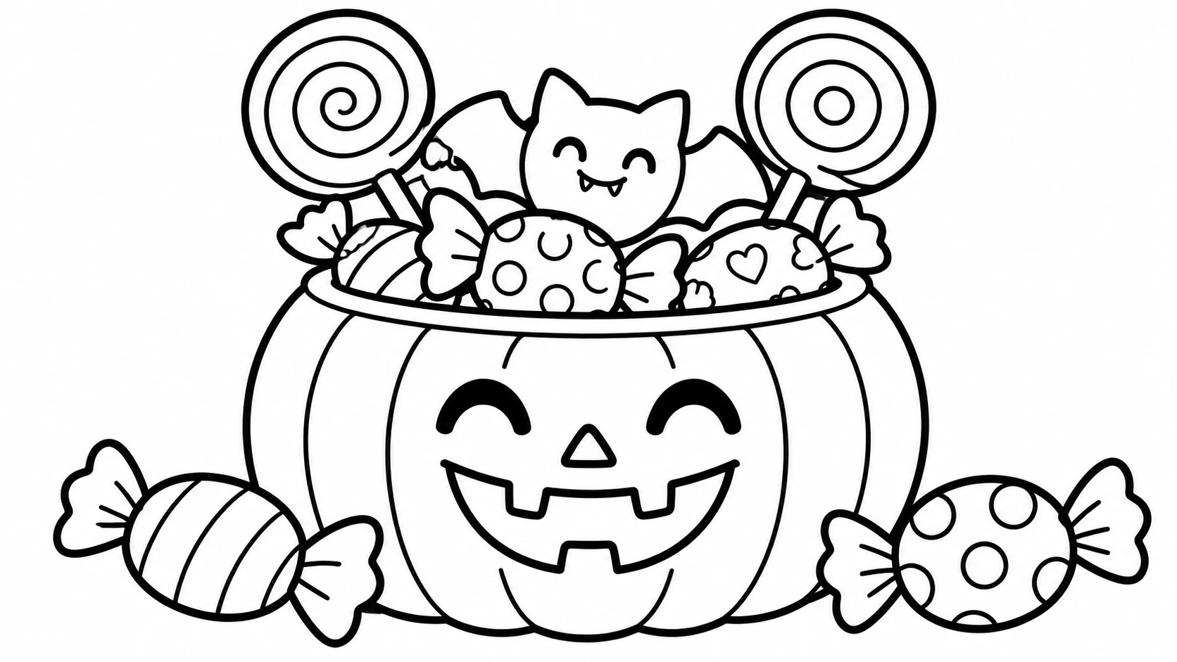 Desenho para colorir: Doces de Halloween