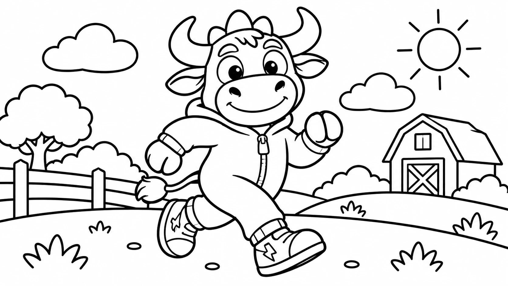 Desenho para colorir: Boi Turbo correndo
