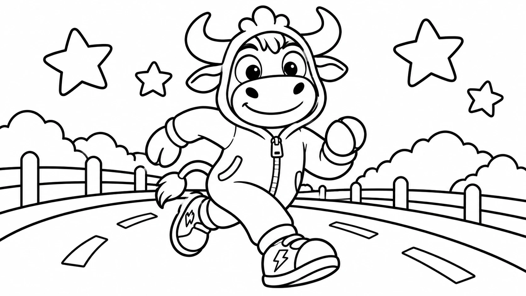 Desenho para colorir: Na pista com estrelas