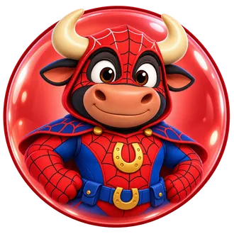 Boi Aranha sorrindo com sua máscara de herói